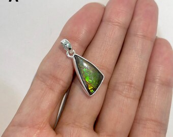 Ammolite Pendant / 925 Sterling Silver Pendant / Healing Gemstone / Gifts for her / Fancy Cab / Ammolite / Statement Ammolite Pendants