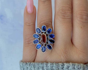 Kyanite / Orange Kyanite Adjustable Ring / 925 Sterling Silver / Healing Gemstone / Kyanite Jewelry / Gift for her / Dainty Ring KYN-CCR-31.