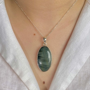 Blue Tiger Eye Pendant / 925 Sterling Silver Pendant / Healing Gemstone / Gifts for her / Oval Cab / Statement Blue Tiger Eye Pendants