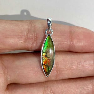 Ammolite Pendant / 925 Sterling Silver Pendant / Healing Gemstone / Gifts for her / Marquise Cab / Ammolite Jewelry / Statement AML-P-254.