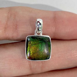 Ammolite Pendant / 925 Sterling Silver Pendant / Healing Gemstone / Gifts for her / Cushion Cab / Ammolite Jewellery / Statement AML-P-83.