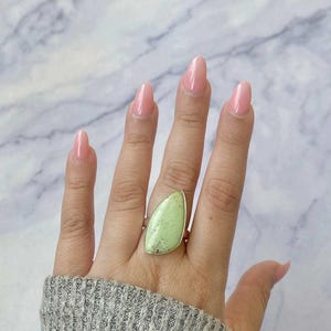 Lemon Chrysoprase Adjustable Ring / 925 Sterling Silver / Healing Gemstone / Gifts for her / Lemon Chrysoprase Jewelry / Statement LCP-R-26.