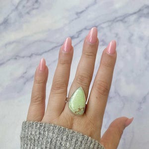 Lemon Chrysoprase Adjustable Ring / 925 Sterling Silver / Healing Gemstone / Gifts for her / Lemon Chrysoprase Jewelry / Statement LCP-R-27.