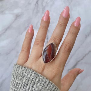 Botswana Achat Einstellbarer Ring / 925 Sterling Silber Ring / Heilstein / Geschenke für Sie / Marquise Cab / Botswana Achat Ringe
