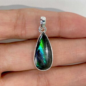 Ammolite Pendant / 925 Sterling Silver Pendant / Healing Gemstone / Gifts for her / Pear Cab / Ammolite Jewelry / Statement AML-P-113.