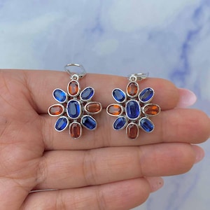 Kyanite / Orange Kyanite Earring / 925 Sterling Silver Ring / Healing Gemstone / Gifts for her / Oval Cut / Statement Kyanite Earrings