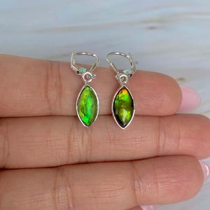 Ammolite Earring / 925 Sterling Silver Earring / Healing Gemstone / Gifts for her / Marquise Cab / Ammolite / Statement Ammolite Earrings