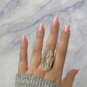 Crazy Lace Agate Adjustable Ring / 925 Sterling Silver Ring / Healing Gemstone / Gifts for her / Oval Cab / Statement Crazy Lace Agate Rings