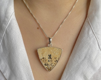 Psilomelane Dendrite Pendant / 925 Sterling Silver / Healing Gemstone / Gifts for her / Psilomelane Dendrite Jewelry / Statement Pendant