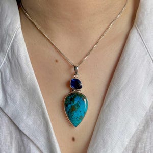 Shattuckite, Blue Kyanite Pendant / 925 Sterling Silver Pendant / Healing Gemstone / Gifts for her / Shattuckite / Statement Shattuckite
