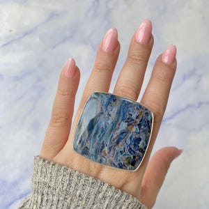 Anello regolabile con Pietersite / Anello in argento Sterling 925 / Pietra preziosa curativa / Regali per lei / Ottagono / Pietersite / Anello con Pietersite importante