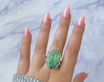 Monarch Opal Adjustable Ring / 925 Sterling Silver / Healing Gemstone / Gifts for her / Oval Cab / Monarch Opal Statement Ring / STO-R-32.