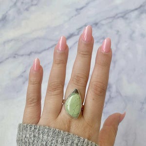 Lemon Chrysoprase Adjustable Ring / 925 Sterling Silver / Healing Gemstone / Gifts for her / Lemon Chrysoprase Jewelry / Statement LCP-R-31.