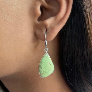 Lemon Chrysoprase Earring / 925 Sterling Silver Earring / Healing Gemstone / Gifts for her / Fancy Cab /  Lemon Chrysoprase Earrings