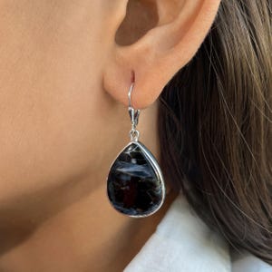 Pietersite Earring / 925 Sterling Silver Earring / Healing Gemstone / Gifts for her / Pear Cab / Pietersite / Statement Pietersite Earrings