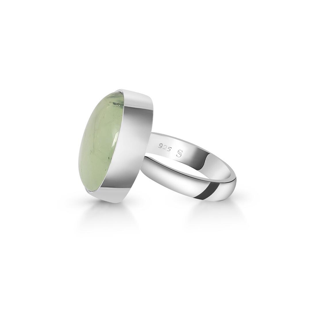 Natürlicher Prehnit Sterling Silber Ring, Boho Schmuck