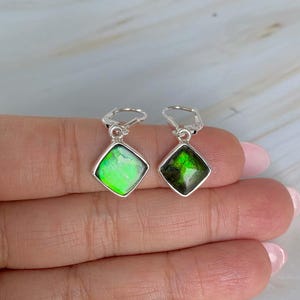 Ammolite Earring / 925 Sterling Silver Earring / Healing Gemstone / Gifts for her / Cushion Cab / Ammolite / Statement Ammolite Earrings