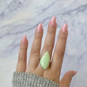 Lemon Chrysoprase Adjustable Ring / 925 Sterling Silver / Healing Gemstone / Gifts for her / Lemon Chrysoprase Jewelry / Statement LCP-R-25.