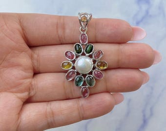 Anello Regolabile Donna In Argento 925 Con Tormalina Nera E Fiore Intagliato | Gioiello Artigianale A Fascia Aperta - 2