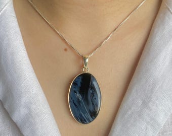 Pietersithänge / 925 sterlingsilver / Läkande ädelsten / Presenter till henne / Naturliga Pietersit-smycken / Statement-hänge