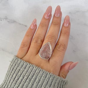 Super Seven Ring Size-9 US / 925 Sterling Silver / Healing Gemstone / Gifts for her / Pear Cab / Super Seven / Statement Ring SSN-R-103.