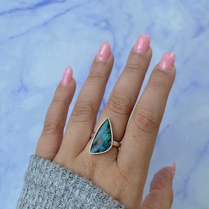 Ammolite Adjustable Ring / 925 Sterling Silver Ring / Healing Gemstone / Gifts for her / Fancy Cab / Ammolite / Statement Ammolite Rings