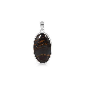 Iron Tiger Eye Pendant / 925 Sterling Silver Pendant / Healing Gemstone / Iron Tiger Eye Jewelry / Oval Cab / Iron Tiger Eye Pendants