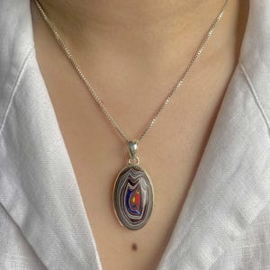 Fordite Pendant / 925 Sterling Silver / Healing Gemstone / Gifts for her / Oval Cab / Natural Gemstone / Statement Pendant FRD-P-24.