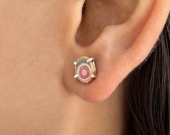 Rhodochrosite Stalactite Stud Earrings / 925 Sterling Silver / Healing Gemstone / Gifts for her / Rhodochrosite Jewelry / Statement Earrings