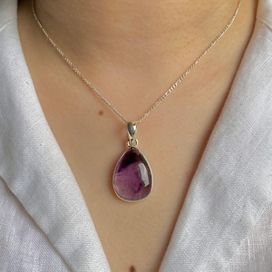 Star Amethyst Pendant / 925 Sterling Silver Pendant / Healing Gemstone / Gifts for her / Pear / Statement Star Amethyst Pendants