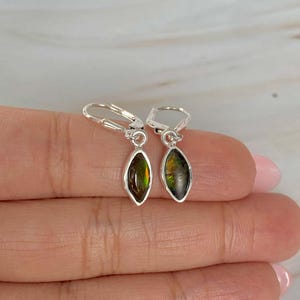 Ammolite Earring / 925 Sterling Silver Earring / Healing Gemstone / Gifts for her / Marquise Cab / Ammolite / Statement Ammolite Earrings