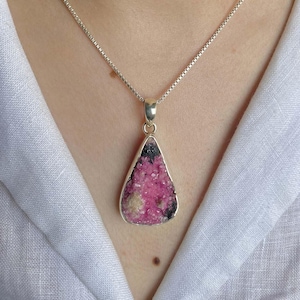 Cobalt Calcite Pendant / 925 Sterling Silver Pendant / Healing Gemstone / Gifts for her / Fancy Rough / Statement Cobalt Calcite Pendants