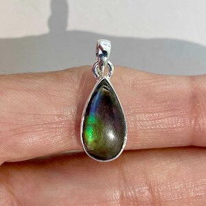 Ammolite Pendant / 925 Sterling Silver Pendant / Healing Gemstone / Gifts for her / Pear Cab / Ammolite Jewelry / Statement AML-P-244.