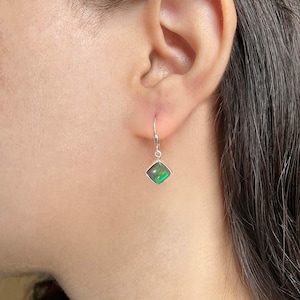 Ammolite Earring / 925 Sterling Silver Earring / Healing Gemstone / Gifts for her / Cushion Cab / Ammolite / Statement Ammolite Earrings