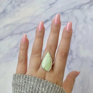 Lemon Chrysoprase Adjustable Ring / 925 Sterling Silver / Healing Gemstone / Gifts for her / Lemon Chrysoprase Jewelry / Statement LCP-R-30.