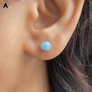 Pendientes de larimar / Plata de ley 925 / Piedra preciosa curativa / Regalo para ella / Caballete redondo / Joyería de larimar dominicana / Pendientes llamativos