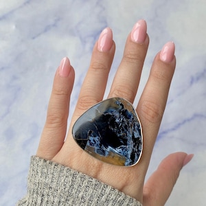 Anello regolabile con pietersite / Anello in argento sterling 925 / Pietra preziosa curativa / Regali per lei / Elegante / Pietersite / Anello con pietersite importante