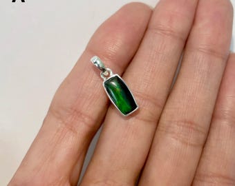 Collar con colgante de ammolita / Plata de ley 925 / Piedra preciosa curativa / Regalos para ella / Caballete octogonal / Joyería llamativa de ammolita