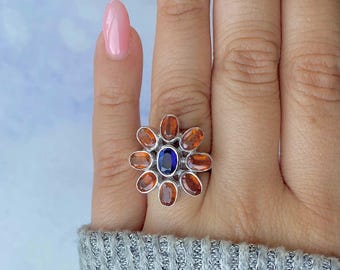 Kyanite / Orange Kyanite Adjustable Ring / 925 Sterling Silver / Healing Gemstone / Kyanite Jewelry / Gift for her / Dainty Ring KYN-CCR-54.