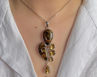 Pietersithänge / 925 sterlingsilver / Läkande ädelsten / Presenter till henne / Naturliga Pietersit-smycken / Statement-hänge