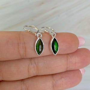 Ammolite Earring / 925 Sterling Silver Earring / Healing Gemstone / Gifts for her / Marquise Cab / Ammolite  / Statement Ammolite Earrings