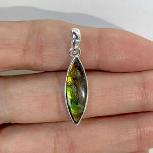 Ammolite Pendant / 925 Sterling Silver Pendant / Healing Gemstone / Gifts for her / Marquise Cab / Ammolite Jewelry / Statement AML-P-100.