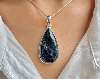 Pietersite Pendant Necklace / 925 Sterling Silver / Healing Gemstone / Gifts for her / Natural Pietersite Jewellery / Statement Pendant