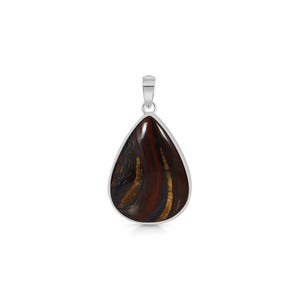Iron Tiger Eye Pendant / 925 Sterling Silver Pendant / Healing Gemstone / Iron Tiger Eye Jewelry / Pear Cab / Iron Tiger Eye Pendants