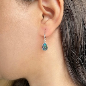 Ammolite Earring / 925 Sterling Silver Earring / Healing Gemstone / Gifts for her / Pear Cab / Ammolite Jewel / Statement Ammolite Earrings