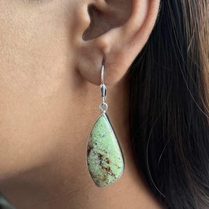 Lemon Chrysoprase Earring / 925 Sterling Silver Earring / Healing Gemstone / Gifts for her / Fancy Cab /  Lemon Chrysoprase Earrings
