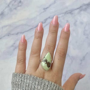 Lemon Chrysoprase Adjustable Ring / 925 Sterling Silver / Healing Gemstone / Gifts for her / Lemon Chrysoprase Jewelry / Statement LCP-R-13.
