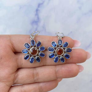 Orange Kyanite / Kyanite Earring / 925 Sterling Silver / Healing Gemstone / Gifts for her / Round Cut / Statement Orange Kyanite Earrings