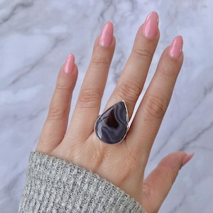 Botswana Achat Einstellbarer Ring / 925 Sterling Silber Ring / Heilstein / Geschenke für Sie / Botswana Achat Ringe