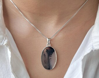 Scenic Agate Pendant Necklace / 925 Sterling Silver / Healing Gemstone / Gifts for her / Natural Scenic Agate Jewelry / Statement Pendant